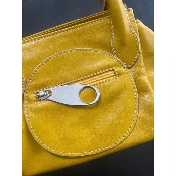 Regina‎ Yellow Genuine Leather Mini Top Handle Bag Made in Italy - Picture 2 of 14